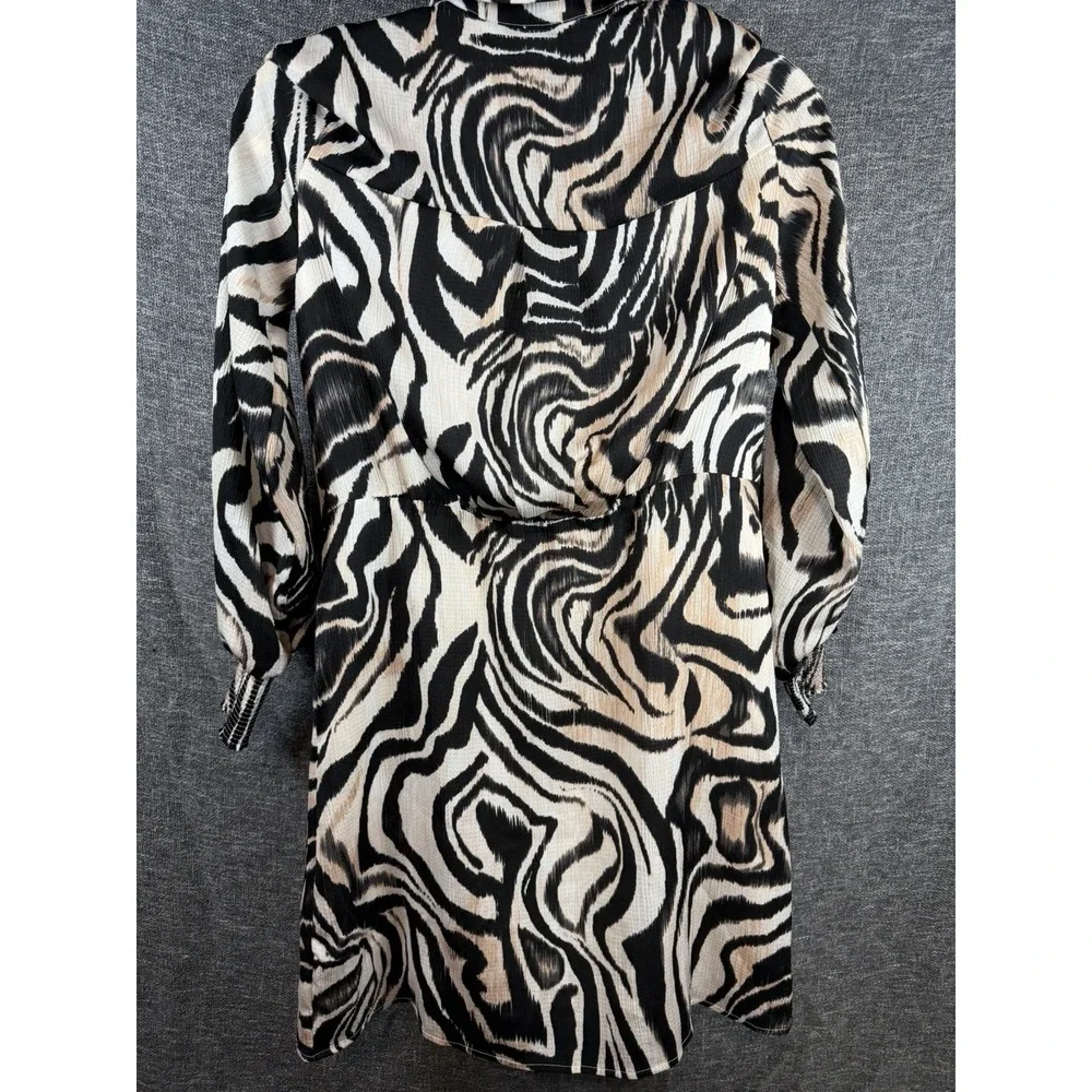 NwT Anthropologie Animal Print Dress Size 10 Shirred Waist Long Sleeves